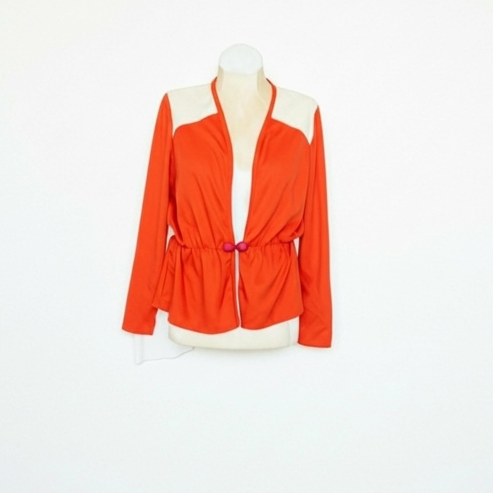 Vintage Bright Orange Jacket with Cream Shoulder Panels